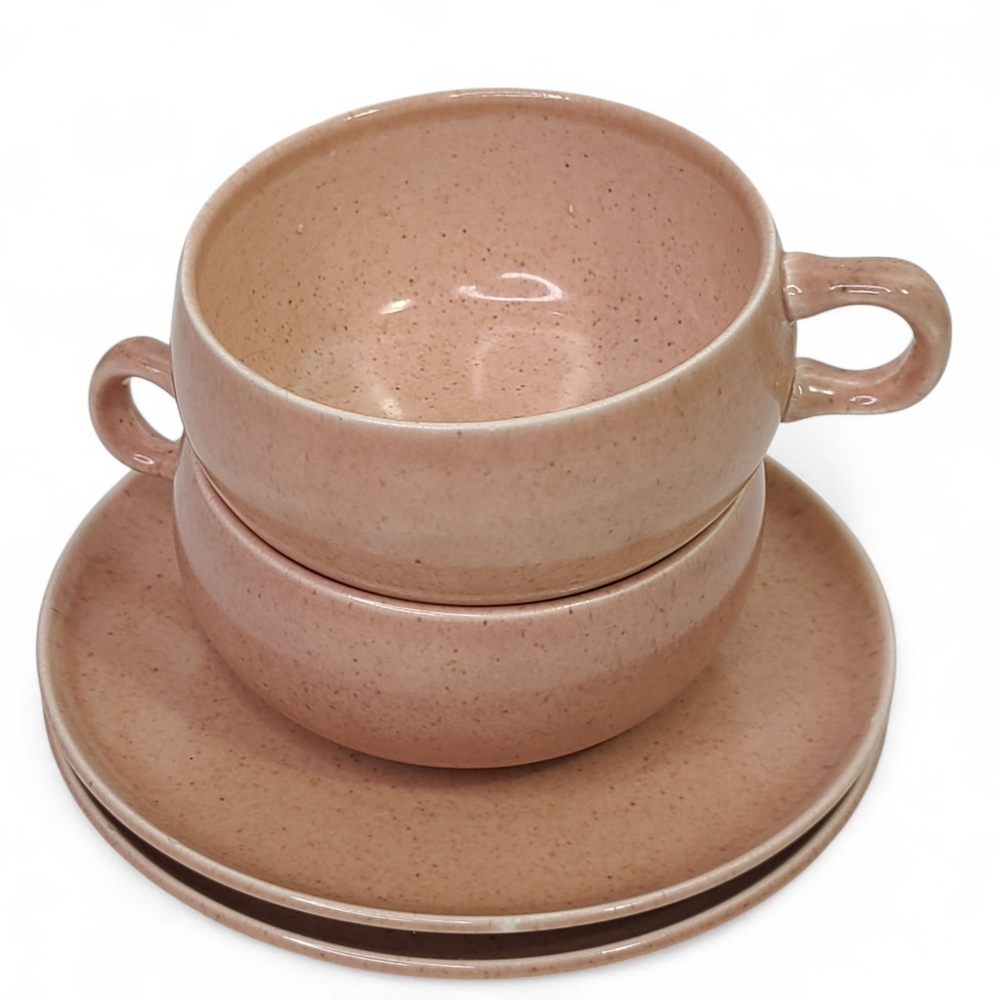 RUSSEL WRIGHT Mid Century Modern Cups and Saucers in Pink 40s 50s - Picture 4 of 8